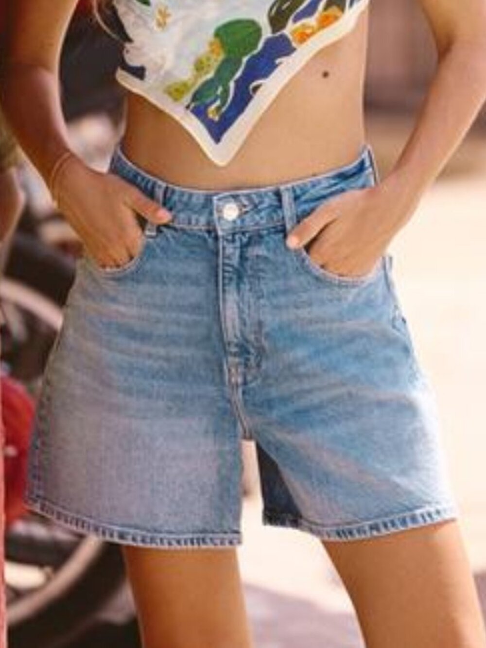 Z1975 HIGH-WAISTED ZARA DENIM SHORTS - MOM FIT - COMFORT